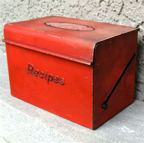 wall mount metal embossed vintage recipe box|antique recipe boxes and cards.